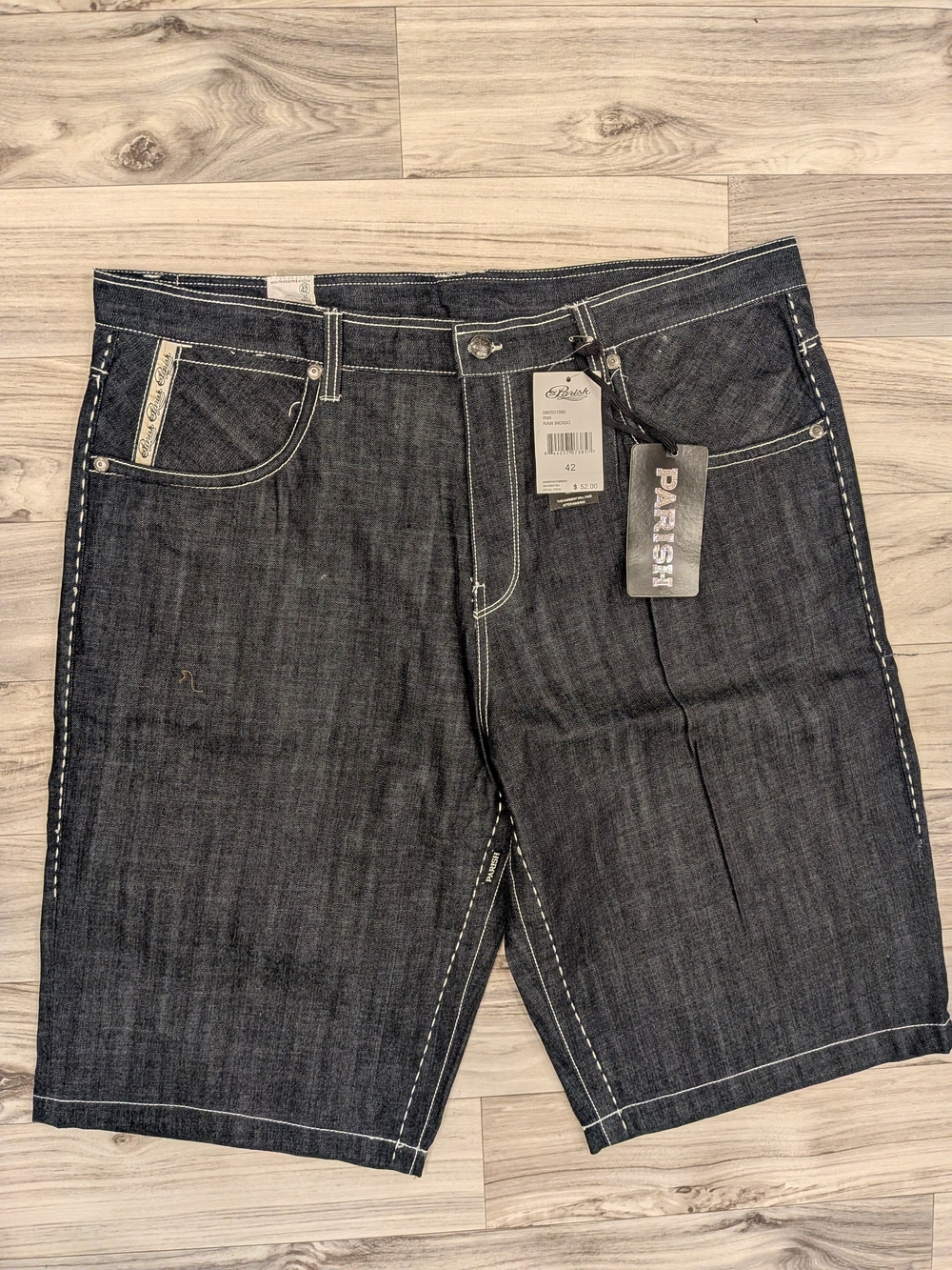 Parish Nation Men’s Black Raw Denim Jean Shorts  Classic New Old Stock 42